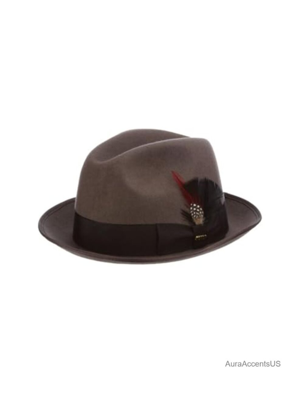 Men's Wool Felt Fedora Hat Wide Brim Feather Special Occasion